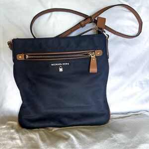 Michael Kors Navy and Tan Crossbody Messenger